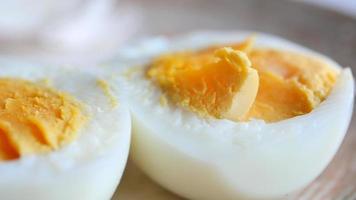 close up of bowel egg in a bowl on table video