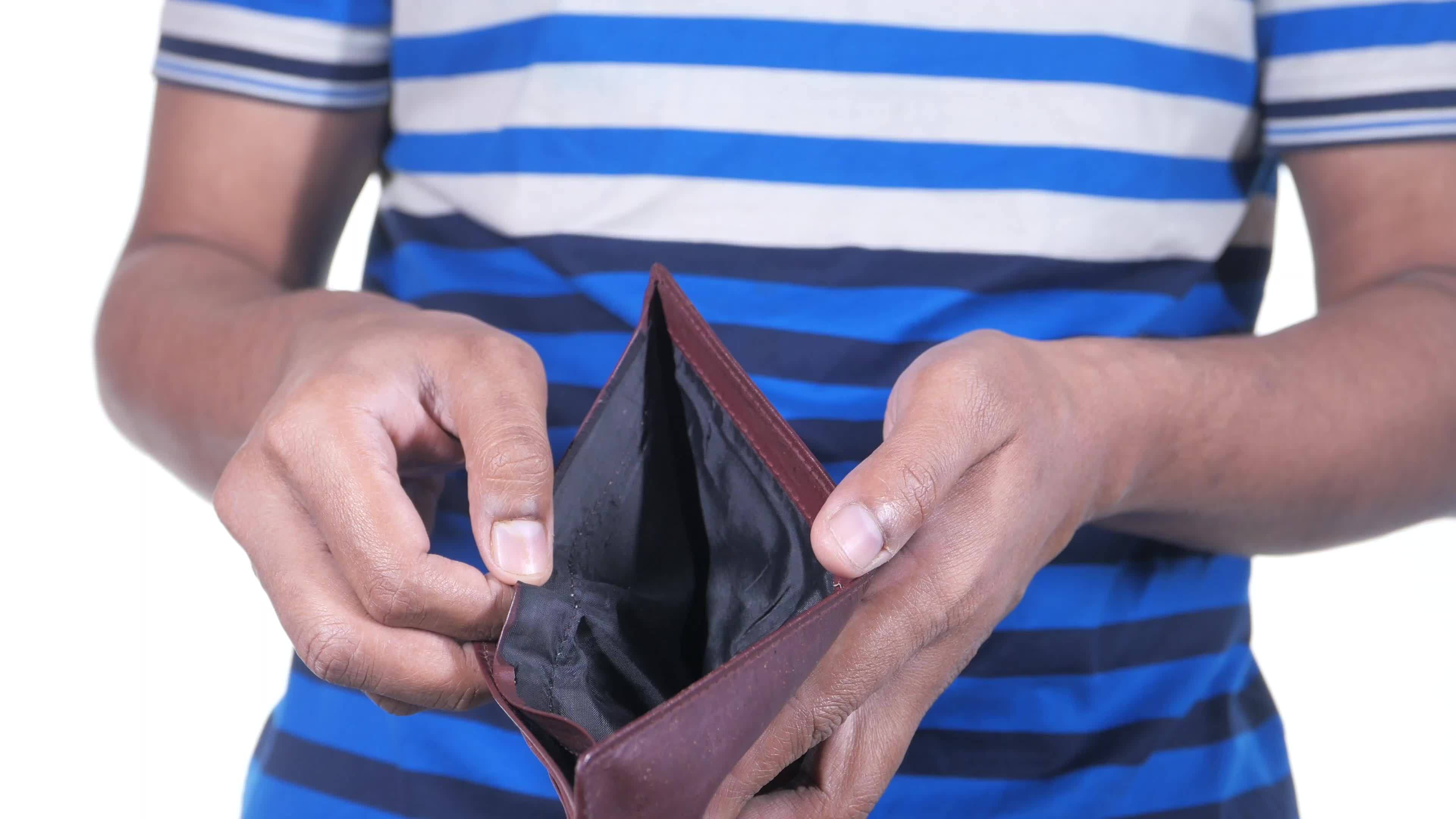 man hand holding empty wallet close up 22166683 Stock Video at Vecteezy
