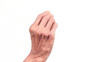 close up of hand of a elderly person isolated on white video