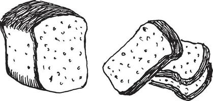 Toast slices sketch. Bread engraving in hand drawn style vector