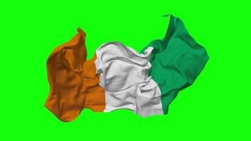 cote d'ivoire, Ivoire côte drapeau sans couture boucle en volant dans vent, en boucle bosse texture tissu agitant lent mouvement, chrominance clé, luma mat sélection de drapeau, 3d le rendu video