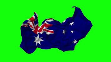 Australia Flag Seamless Looping Flying in Wind, Looped Bump Texture Cloth Waving Slow Motion, Chroma Key, Luma Matte Selection of Flag, 3D Rendering video