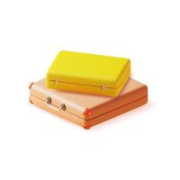 3d Different Color Suitcase Set Plasticine Cartoon Style. Vector