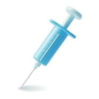 3d Medical Syringe with Needle Plasticine Cartoon Style. Vector