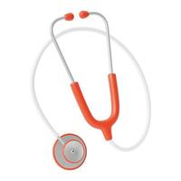 3d Red Stethoscope Plasticine Cartoon Style. Vector