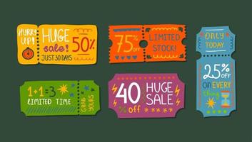 Cartoon Color Different Coupons Set. Vector