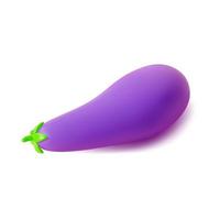 3d Eggplant Plasticine Cartoon Style. Vector