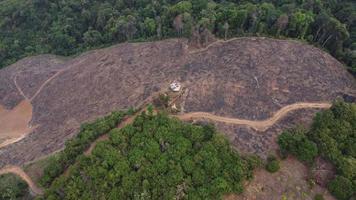 Montagne détruit par Humain pour cultiver les plantes. aérien vue de montagnes couvert dans brume de brûlant les forêts. zones avec dense smog et couvert avec pm2.5. air la pollution et écologique problèmes video