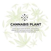 A beautiful sprig of cannabis. Botanical illustration in the style of line art. Plant engraving. Minimalism poster vector