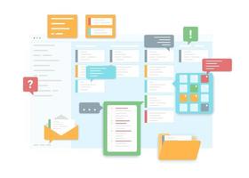 Cartoon Color Planning Board Schedule Concept Set. Vector