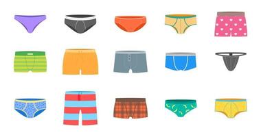 Cartoon Color Mens Underpants Icons Set. Vector