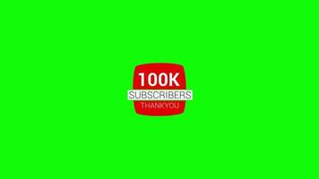 100K Subscribers Animation on Green Screen. 100K Subscribe Free Video Animation