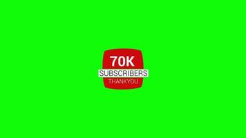 70k seguidor en verde pantalla. 70000 suscriptores hacer para social redes, web usuario, gracias usted celebrar o abonado. video