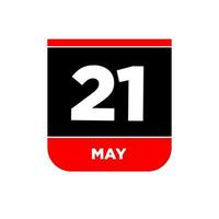 21st May Calendar vector icon. 21 may typography.