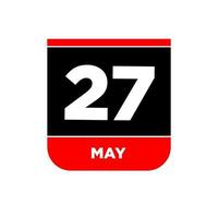 27 mayo calendario vector icono. 27 mayo tipografía.