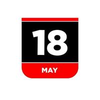 18th May Calendar vector icon. 18 may typography.