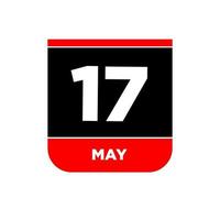 17th May Calendar vector icon. 17 may typography.