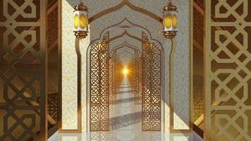 Ramadan kareem eid al fitr Arabisch islamisch Weiß Gold abstrakt Hintergrund klassisch Gang Animation Schleife video