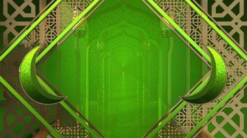 RAMADAN KAREEM EID AL FITR ARABIC ISLAMIC GREEN GOLD ABSTRACT BACKGROUND GREETINGS TEMPLATE CRESCENTS ANIMATION LOOP video