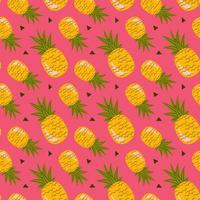 Seamless tossed summer pineapple fruit illustration background pattern in vector