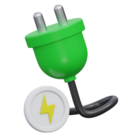 power plug 3d rendering icon illustration with transparent background, bio energy png
