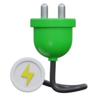 power plug 3d rendering icon illustration with transparent background, bio energy png