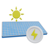 solar panel system 3d rendering icon illustration with transparent background, bio energy png