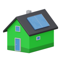 solar house 3d rendering icon illustration with transparent background, bio energy png