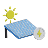 solar panel system 3d rendering icon illustration with transparent background, bio energy png