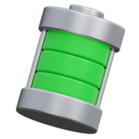 full battery 3d rendering icon illustration with transparent background, bio energy png