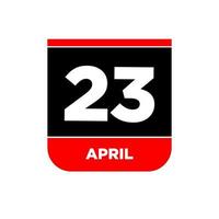 23rd April calendar page icon. 23 Apr day. vector