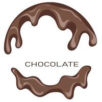 Chocolate in the form of circle. Melted chocolate syrup on white background vector