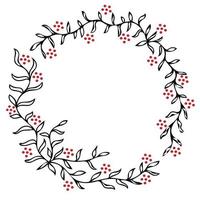 Trendy floral circle frame and minimalist flowers wreath for decorations vector