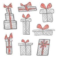 Collection of hand drawn gift boxes illustration vector