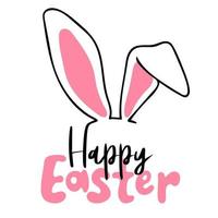 Happy Easter. Handwritten text with rabbit ears vector