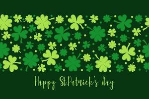 Happy St.Patrick's day. Horizontal seamless background with clovers in green vector