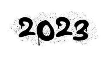 Graffiti 2023 date with splash effects and drops in black on white vector