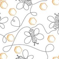 Seamless pattern with bees and honeycombs1 vector