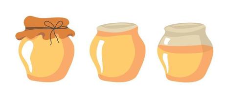 Sweet pure honey. Set of honey glass jars vector