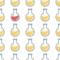Seamless pattern on the topic of chemistry with flasks, test tubes, molecules vector