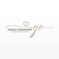 Initial GE feminine logo collections template. handwriting logo of initial signature, wedding, fashion, jewerly, boutique, floral and botanical with creative template for any company or business. vector