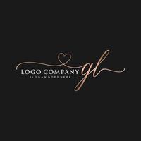 Initial GL feminine logo collections template. handwriting logo of initial signature, wedding, fashion, jewerly, boutique, floral and botanical with creative template for any company or business. vector