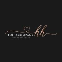 Initial HH feminine logo collections template. handwriting logo of initial signature, wedding, fashion, jewerly, boutique, floral and botanical with creative template for any company or business. vector