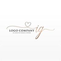 Initial IG feminine logo collections template. handwriting logo of initial signature, wedding, fashion, jewerly, boutique, floral and botanical with creative template for any company or business. vector