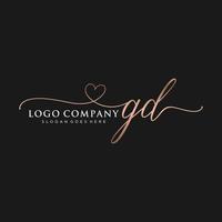 Initial GD feminine logo collections template. handwriting logo of initial signature, wedding, fashion, jewerly, boutique, floral and botanical with creative template for any company or business. vector