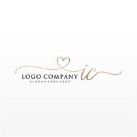 Initial IC feminine logo collections template. handwriting logo of initial signature, wedding, fashion, jewerly, boutique, floral and botanical with creative template for any company or business. vector