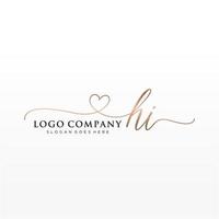 Initial HI feminine logo collections template. handwriting logo of initial signature, wedding, fashion, jewerly, boutique, floral and botanical with creative template for any company or business. vector