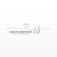 Initial IS feminine logo collections template. handwriting logo of initial signature, wedding, fashion, jewerly, boutique, floral and botanical with creative template for any company or business. vector