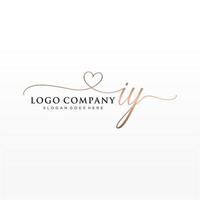 Initial IY feminine logo collections template. handwriting logo of initial signature, wedding, fashion, jewerly, boutique, floral and botanical with creative template for any company or business. vector