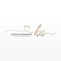 Initial KA feminine logo collections template. handwriting logo of initial signature, wedding, fashion, jewerly, boutique, floral and botanical with creative template for any company or business. vector